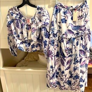 Banjanan Blue and Purple Midi Skirt Resort Wear